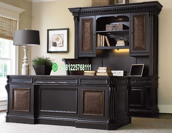 Model Meja Kantor CEO Minimalis Modern Black Kayu Jati Perhutani