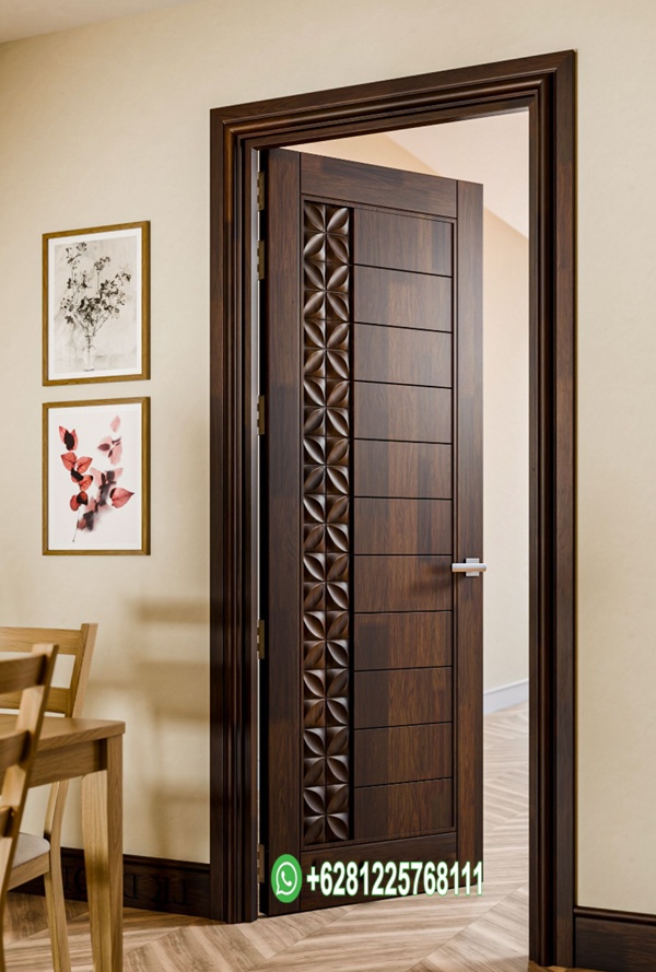 Pintu Kamar Minimalis Ukir Estetik Kayu Jati Mewah