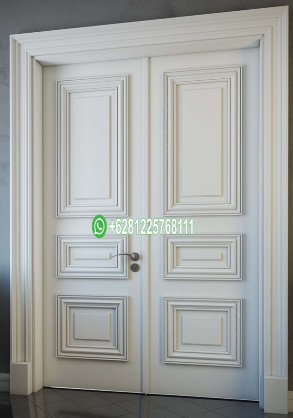 Pintu Utama Minimalis 2 Daun Cat Duco Warna Putih