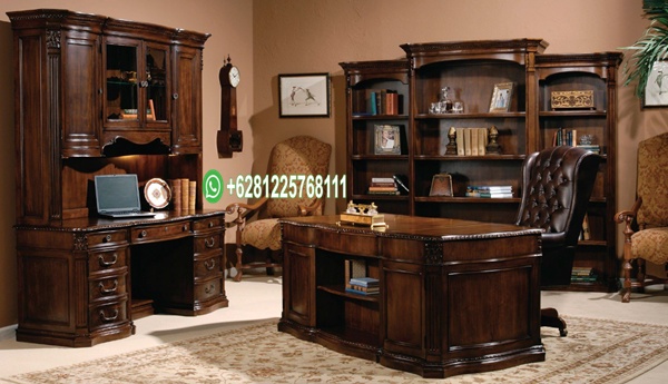 Set Ruang Kerja Kayu Jati Model Terbaru