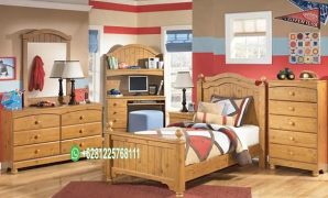 Set Tempat Tidur Anak-Anak Kayu Jati Desain Klasik Warna Natural Set Tempat Tidur Anak-Anak Kayu Jati Desain Klasik Warna Natural