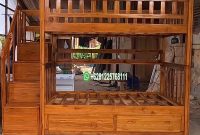Tempat Tidur Anak Tingkat Minimalis Multifungsi Kokoh Dari Kayu Jati