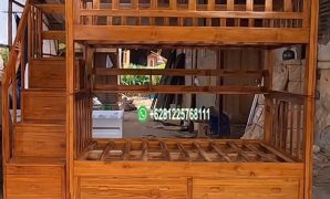 Tempat Tidur Anak Tingkat Minimalis Multifungsi Kokoh Dari Kayu Jati
